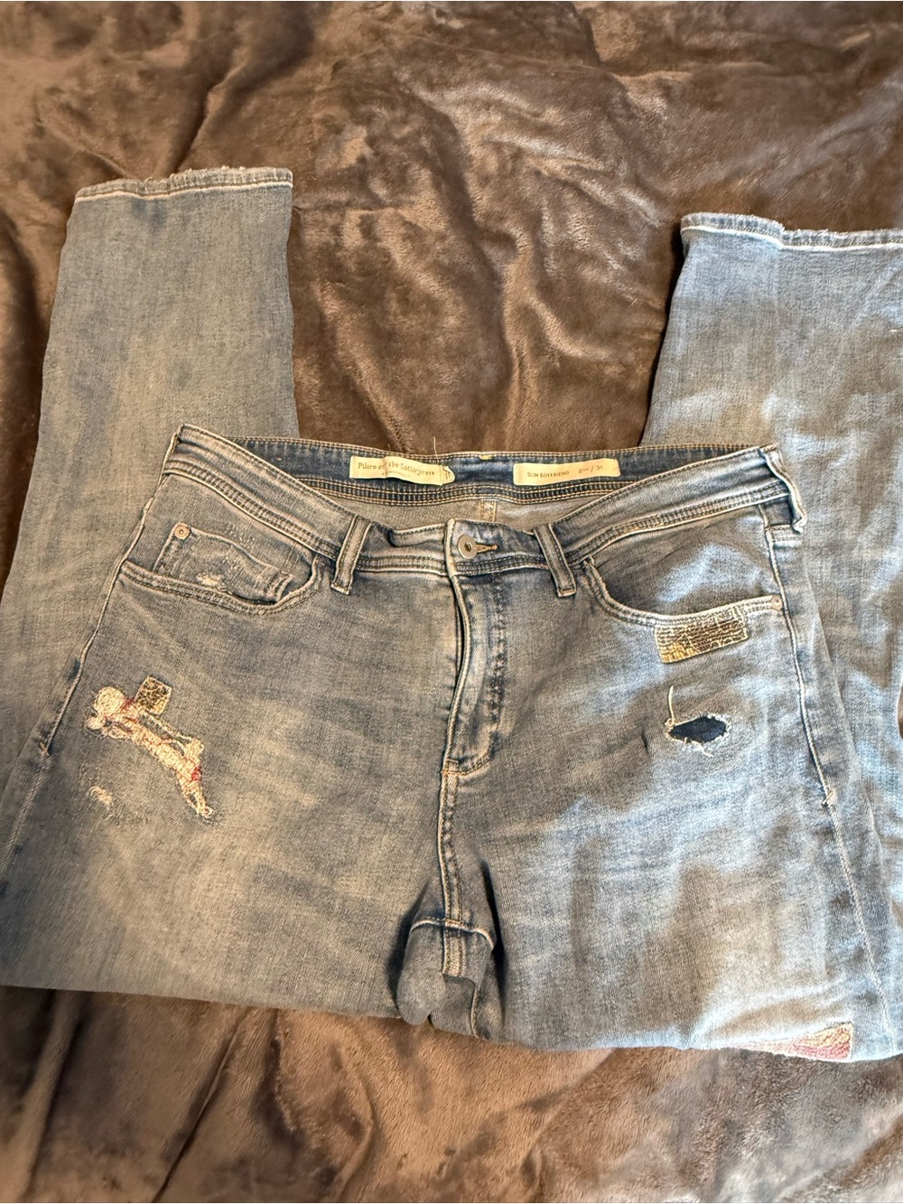 Pilcro and the Letterpress Light Blue Straight-Leg Distressed Jeans